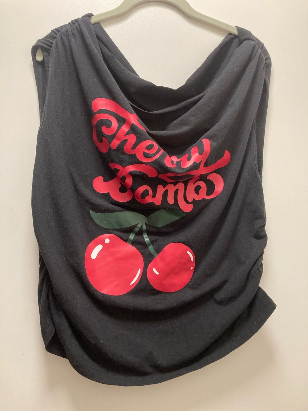 ROMWE Kawaii Cherry Bomb Graphic Asymmetrical Shoulder T-Shirt
